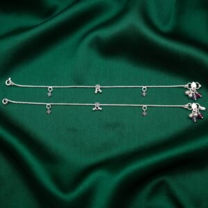 Minimalist Silver Payal with Colorful Bead Accents