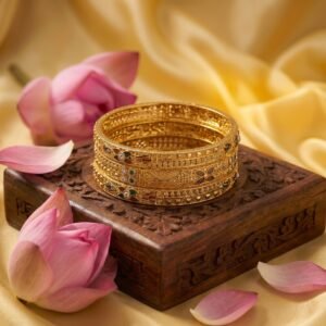 Gold Meenakari Filigree Kada Bangles