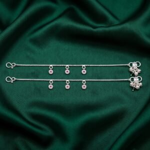 Elegant Silver Payal with CZ and Ruby Circular Charms