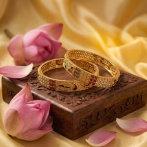 Gold Meenakari Paisley Mesh Bangles