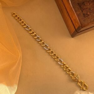 Gold Plated Two-Tone CZ Accent Cuban Bracelet