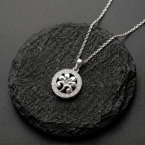 Silver Circular Tree of Life Crystal Pendant