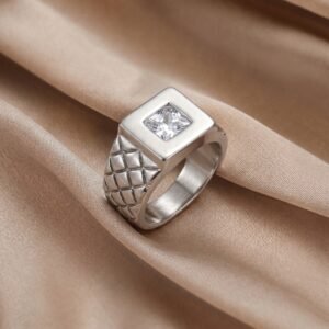 Bezel-Set Square Crystal Statement Ring