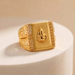 Gold Lord Ganesha Filigree Signet Ring