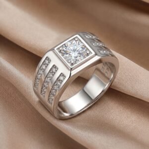 Solitaire Square Signet Ring