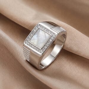 Square Mother of Pearl Signet Ring
