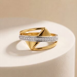 Dual-Tone Geometric Diamond Bypass Ring