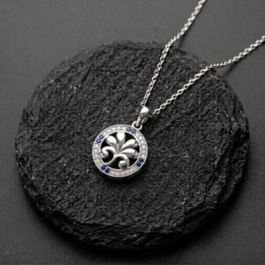 Silver Circular Tree of Life Crystal Charm Pendant