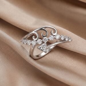 Silver Crown Arrow Filigree Statement Ring