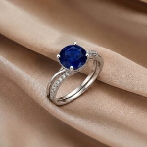 Royal Blue Sapphire Solitaire Ring Set