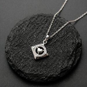 Geometric Diamond Frame Heart Pendant