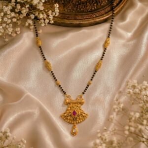 Gold Ruby Teardrop Mangalsutra Necklace