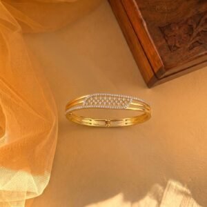Gold-Plated Lattice Openable Kada — Festive CZ Embellished Bracelet