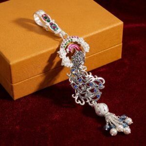 Oxidized Silver Royal Peacock Enamel Chabi Chhalla
