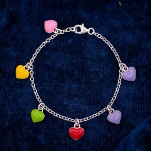 Colorful Enamel Multi-Heart Charm Bracelet