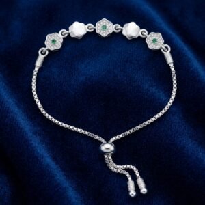 Emerald Accent Geometric Bolo Bracelet