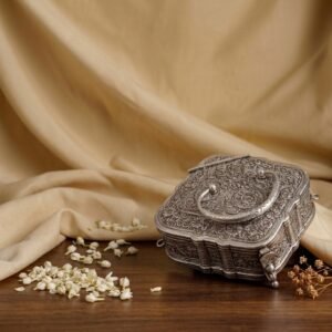 Antique Handcrafted Nakshi Silver Utility Box — Ornate Embossed Jewelry & Dry Fruit Chest