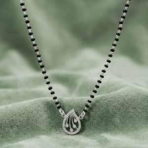 Teardrop Silver Mangalsutra with Paisley Filigree Pendant