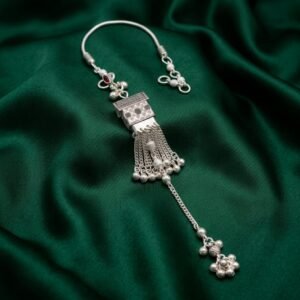 Traditional Silver-Plated Geometric Key Chain / Key Ring (Chabi Chhalla)