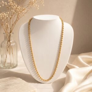 Gold-Plated Plain Bead Mala — Elegant Minimalist Traditional Chain