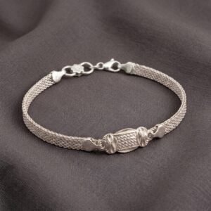 Pure Silver Textured Mesh ID Kada Bracelet – Woven Multi-Strand Chandi Bracelet for Men and Women