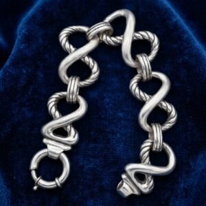 Sculptural Interlocking Infinity Link Bracelet