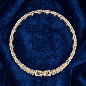 Two-Tone Screw Motif Geometric Link Chain Bracelet
