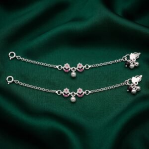 Ruby Floral Cluster & Hanging Bell Payal