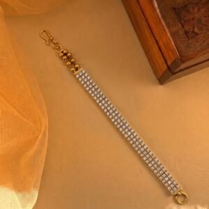 Gold Three-Row Pave Stone Tennis Bracelet