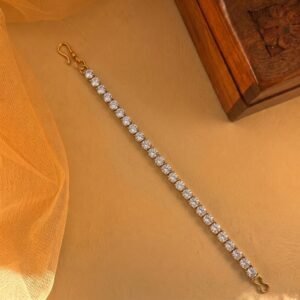 Gold Single-Row Round CZ Tennis Bracelet