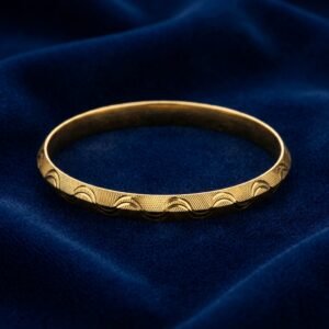 Gold-Plated Half-Moon Texturized Bangle Kada
