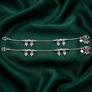 Ruby-Emerald Traditional Jhumki Station Payal