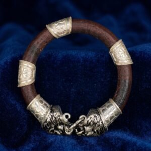 Vintage Antique Silver Lion Face Kada