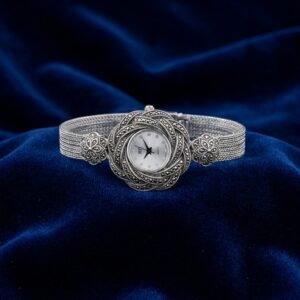 Rose Vortex Marcasite Mesh Bracelet Watch