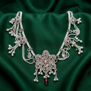 Royal Peacock Multilayer Silver-Plated Festive Kamarbandh / Kandora