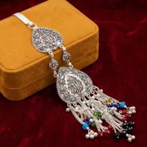 Oxidized Silver Twin Medallion Tassel Chabi Chhalla