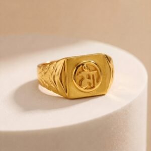 Men's Gold-Plated Devotional 'Ram' Signet Ring