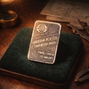 999 Pure Silver Bullion Bar – 25 Grams / Twenty-Five Grams Shreeji Art Trading Co. Ahmedabad Minted Ingot