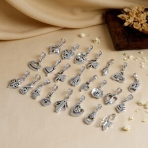 Silver Assorted Minimalist Pendants — Elegant CZ Studded Daily Wear Charms
