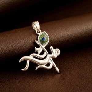 Silver Lord Krishna Artistic "Krishna" Name Pendant