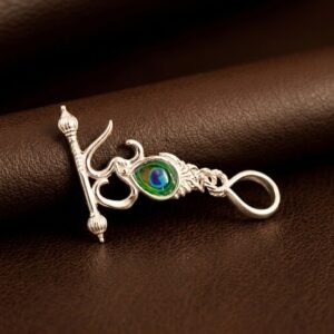 Silver Lord Krishna Om & Flute Bracelet Charm / Pendant