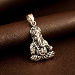 Silver Seated Lord Ganesha Devotional Pendant