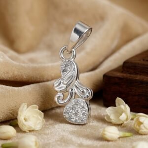 Silver Abstract Cascading Heart & Ribbon Pendant