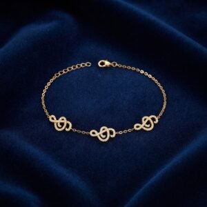 Triple Infinity Loop Cubic Zirconia Chain Bracelet