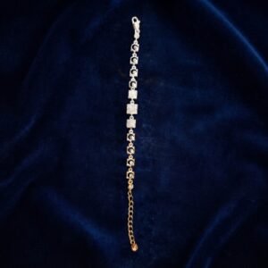 Two-Tone Geometric Textured Link Station Bracelet