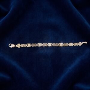 Ornate Filigree and Pave Geometric Link Bracelet