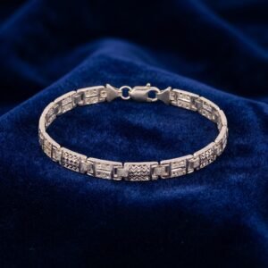 Diamond-Cut Zigzag and Bark-Textured Link Bracelet