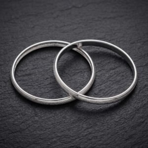 Pure Silver Dotted Plain Bangles