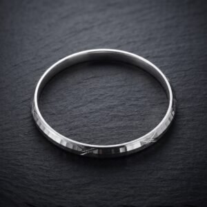 Sterling Silver Diamond-Cut Faceted Kada Bangle