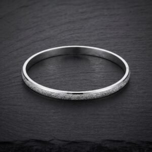 Sterling Silver Frosted Sandblast Textured Hinged Bangle